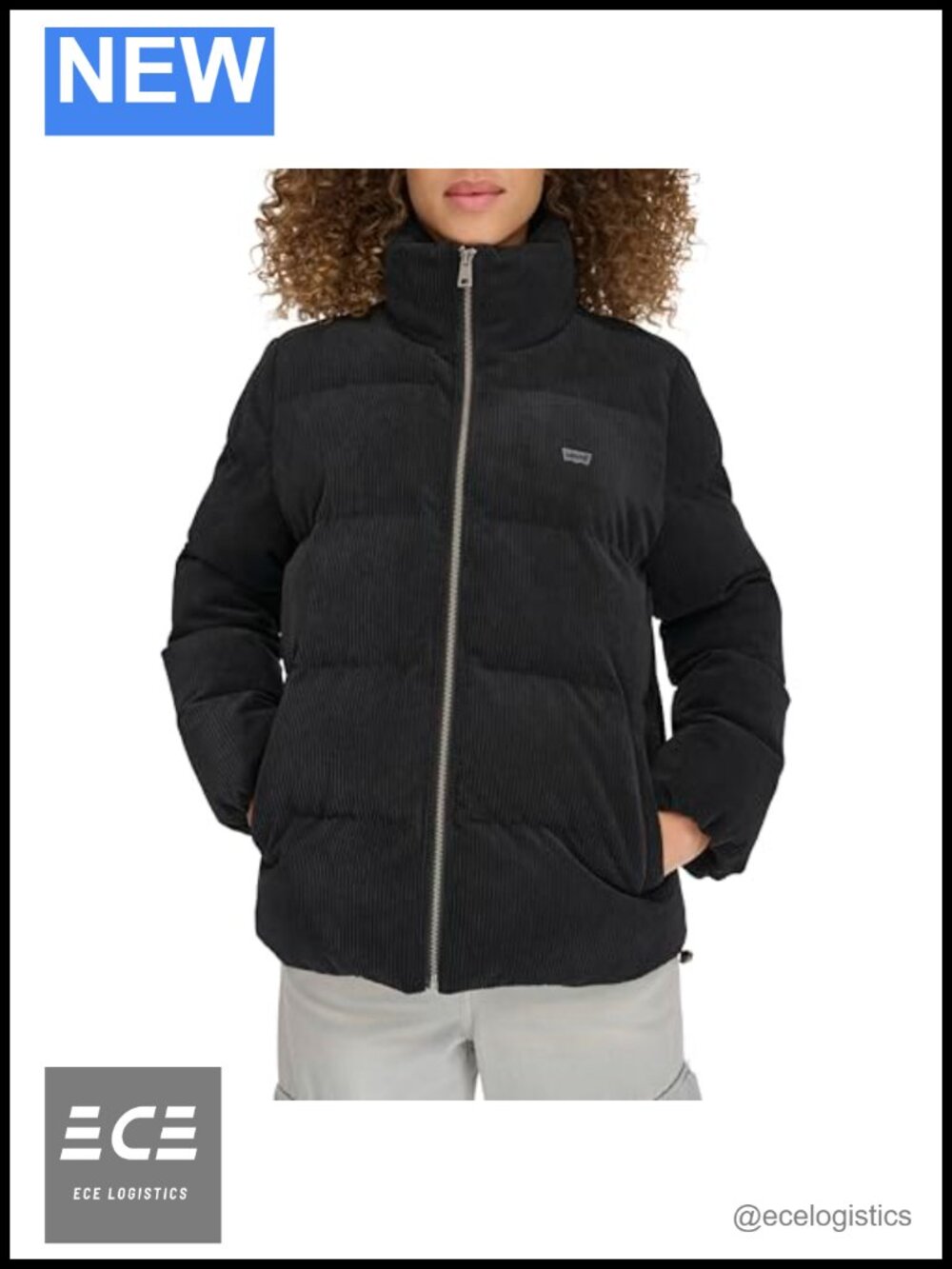 Corduroy Puffer Jacket Cropped Bubble Zip Up Relaxed Fit Quilted Coat
